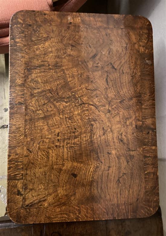 An early 19th century pollard oak work table, width 56cm, depth 40cm, height 74cm